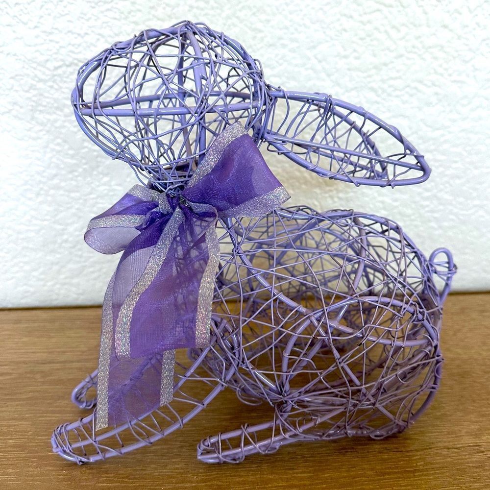 Easter Bunny Rabbit Purple Wire Spring Decor Figure